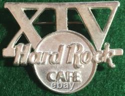 14th Year Hard Rock Cafe STAFF Sterling Silver PIN XIV Above HRC Logo RARE