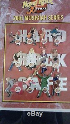 2001 Hard Rock Cafe 12 Pin Set Musician Series Framed 30 Years Atlanta Mostly