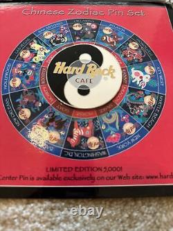 2001 Hard Rock Cafe Zodiac Pin Yin Yang Center And Set 12 Rat To Pig With Card LE