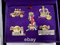 2002 Hard Rock Cafe UK Golden Jubilee Pin Set LE 450 In Original Purple Box