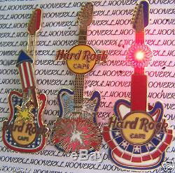 2006 Hard Rock Cafe Online Firecracker Lighted/slider Guitar (3) Pin Set Le100