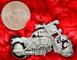 3 Hard Rock Cafe Pins FIJI Halloween 3D Pewter SKULL Skeleton MOTORCYCLE Lot