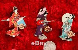 3 Hard Rock Cafe Pins Online GEISHA GIRL Series Band Set lot 1 2 3 Kimono Fan
