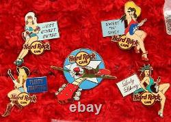5 Hard Rock Cafe Pin Up Girl Set Airplane NOSE ART WWII airforce LE100 XL PINS