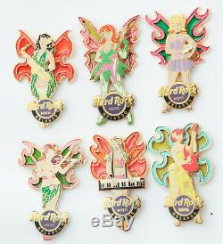 6 Hard Rock Cafe PINS Orlando BUTTERFLY FAIRY GIRLS Stained glass wing band Lot
