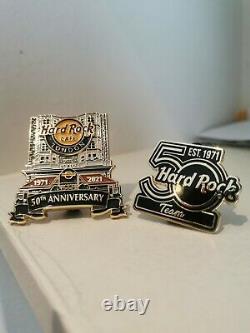 A set of two! Hard Rock Cafe 50th Anniversary Staff Pins LIMITED EDITION of 100