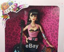 Barbie Hard Rock Cafe Doll Rockabilly Bass Guitar and Pin NRFB Gold Label