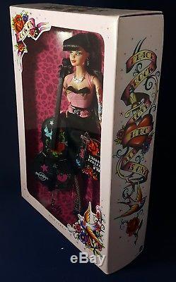 Barbie Hard Rock Cafe Doll Rockabilly Bass Guitar and Pin NRFB Gold Label