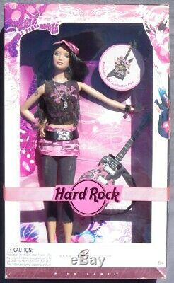 Barbie brune HARD ROCK CAFE 2006 Mattel L4175 Guitare musique pin's boite NRFB