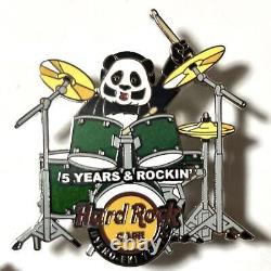 Buy+1 -$20 Hard Rock Cafe Panda 5 YEARS & ROCKIN' Guitar Drum Pin Badge Uyeno