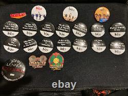 HUGE Hard Rock Cafe Beatles Anthology Springsteen 70+ pin lot withcollectors bag