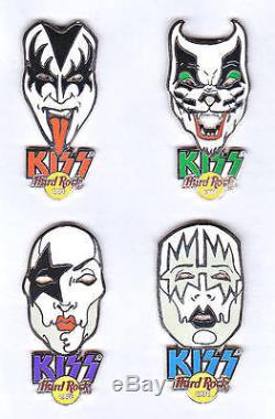 Hard Rock Cafe 2004 ONLINE KISS Mask Pin Set All 4 Gene Paul Peter Ace LE200