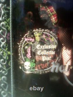 Hard Rock Cafe 2008 Barbie YELLOW guitar NRFB collector pin GOTH PUNK HRC
