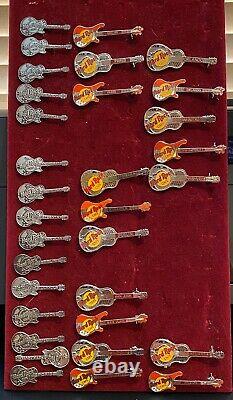 Hard Rock Cafe 32 Assorted Guitar pins, Various locations