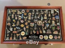 Hard Rock Cafe 78 Assorted Worldwide Pins Lot Collection With Deluxe Display
