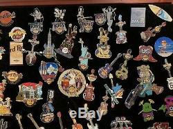 Hard Rock Cafe 78 Assorted Worldwide Pins Lot Collection With Deluxe Display
