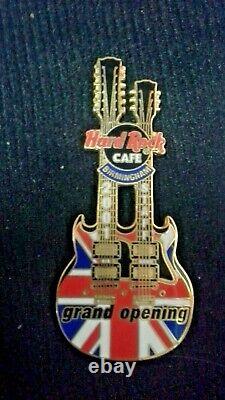 Hard Rock Cafe Birmingham Opening Staff Union Jack Doubleneck Guitar 2001 Pin