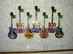 Hard Rock Cafe CALIFORNIA 1999 Interstate 5 (I-5) Complete Set of 7 Guitar PINS