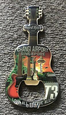 Hard Rock Cafe CHANGI AIRPORT, SINGAPORE (Closed) Guitar Magnet Bottle Opener HTF