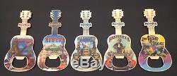 Hard Rock Cafe COLLECTION of FIVE BOTTLE OPENER Magnets CITY T-SHIRT GUITAR New