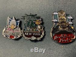 Hard Rock Cafe Core City Icon Series Lot Of 12 Pins With Case And 7 Add Backs