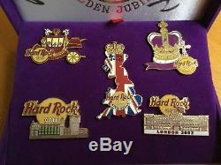 Hard Rock Cafe Golden Jubilee 2002 5 Pin Set Signed by Rita