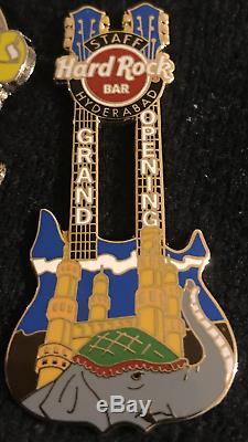 Hard Rock Cafe Grand Opening Staff Hyderabad Guitar Pin Elephant India Rare LE