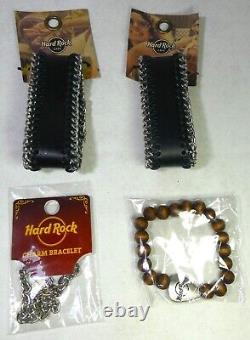 Hard Rock Cafe, HRC 2 Stitched Leather Guff &1 Charm & 1 Charity Bracelet, New