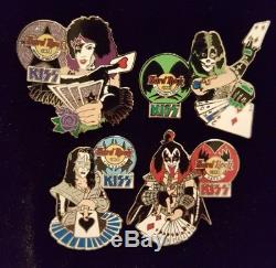 Hard Rock Cafe KISS Cards Simmons Stanley Frehley Criss Series Japan Pins Set