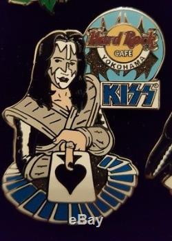 Hard Rock Cafe KISS Cards Simmons Stanley Frehley Criss Series Japan Pins Set