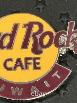 Hard Rock Cafe Kuwait Maroon Classic Logo Silver Colored Small Pin 30584