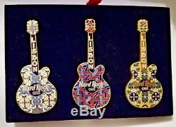 Hard Rock Cafe Lisbon Grand Opening 3 Tile Guitars Pin Set In Original Box 2003