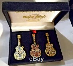Hard Rock Cafe Lisbon Grand Opening 3 Tile Guitars Pin Set In Original Box 2003