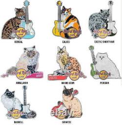 Hard Rock Cafe ONLINE 2021 CAT & GUITAR Series 8 PIN Set LE 200 All New on Cards