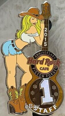 Hard Rock Cafe PIGEON FORGE 2015 1st Anniversary STAFF PIN 70 Girl Guitar #86661