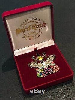 Hard Rock Cafe Panama Grand Opening Pin in Box Falcon Winged Guitar LE200
