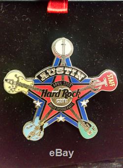 Hard Rock Cafe Pin Austin 2002 Grand Opening STAFF Sheriff Guitar Badge