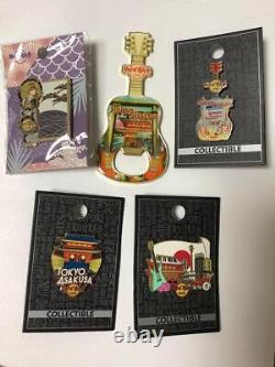 Hard Rock Cafe Pin Badge And Bottle Opener Set Asakusa Limited Guitar Hanafuda