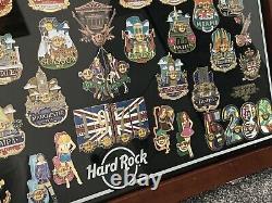 Hard Rock Cafe Pin Collection Including Icons and Frame
