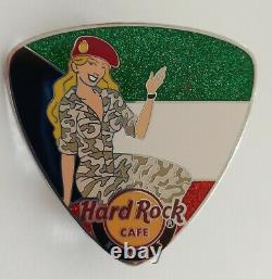 Hard Rock Cafe Pin Kuwait Military Patriot Girl Guitar Pick With Flag? Le100