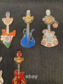 Hard Rock Cafe Pin Lot of 13 International Guitar Pins. Dubai Malta Fukuoka