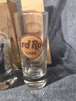 Hard Rock Cafe Pin Lot of 4, 4pk Buttons 4 tall shot glasses Lot of 3 Bear