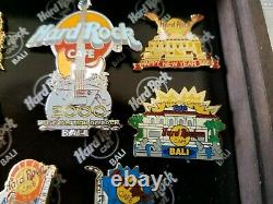 Hard Rock Cafe Pins Bali New Years 7 Pin Set In Wooden Box Rare Very Rarely Seen