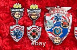 Hard Rock Cafe Pins Set Fallen Heroes FIRE FIGHTER Police Paramedic badge guitar