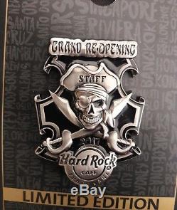 Hard Rock Cafe Punta Cana Grand Opening Staff Pirate Silver Skull Pin 2017 3d