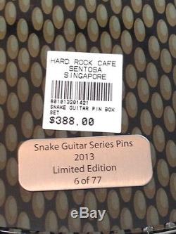 Hard Rock Cafe SENTOSA 2013 Asian Zodiac SNAKE GUITAR HEAD Series 15 PIN Set Box