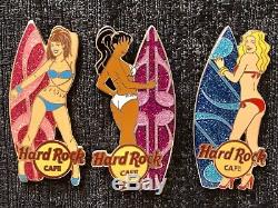 Hard Rock Cafe Sexy Surfer Bikini Girls Pin Set Limited Edition 50, Rare