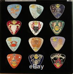 Hard Rock Cafe TAIPEI 1990s Rare Boxed Set of 12 ZODIAC Guitar Pick PINS #9602