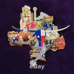 Hard Rock Cafe pin puzzle set TEXAS Houston Dallas San Antonio Austin flag skull