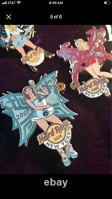Hard Rock New York Cafe Collector Pin Set Of Five Fairy Females Playing RnR